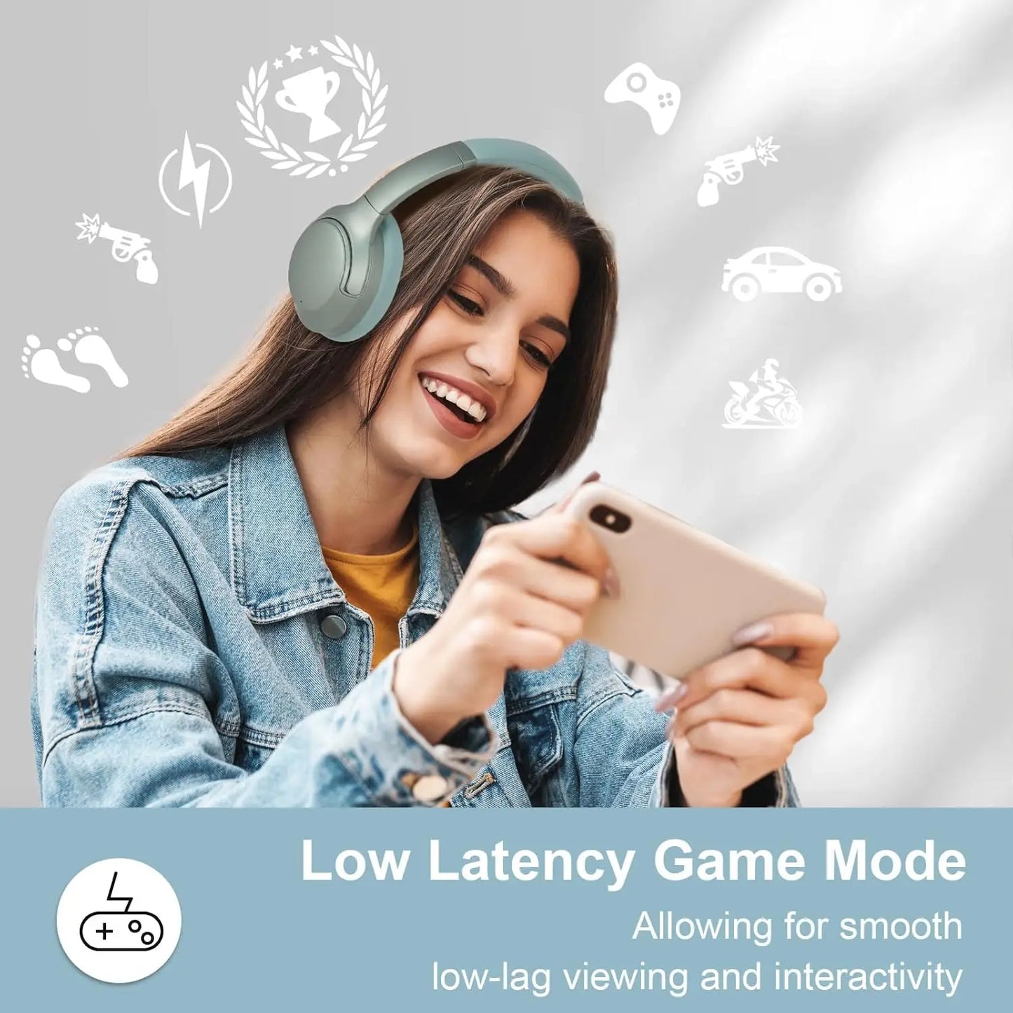 Hybrid Active Noise Cancelling Headphones, Wireless Over Ear Bluetooth Headsets ANC,APP Custom EQ,Deep Bass, Comfort Ear Cups