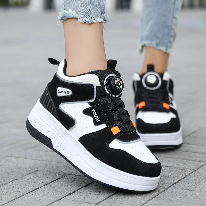 Sneakers for Kids Boys Girls 2Wheels Roller Skate Children Shoes Sports Running Adult Casual Women Tennis Outdoor Size 31-42