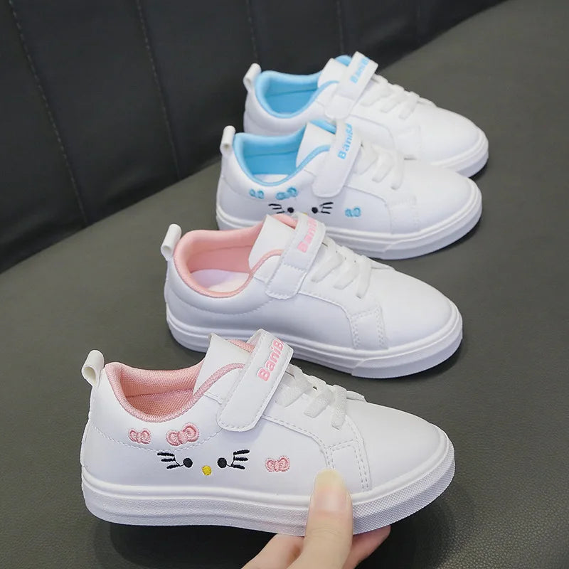 Kids White Sneakers 2025 Fall Slip Resistant Durable Spring Autumn Shoes for Girls 4-16 Years Old Fashion Casual Sports Shoes