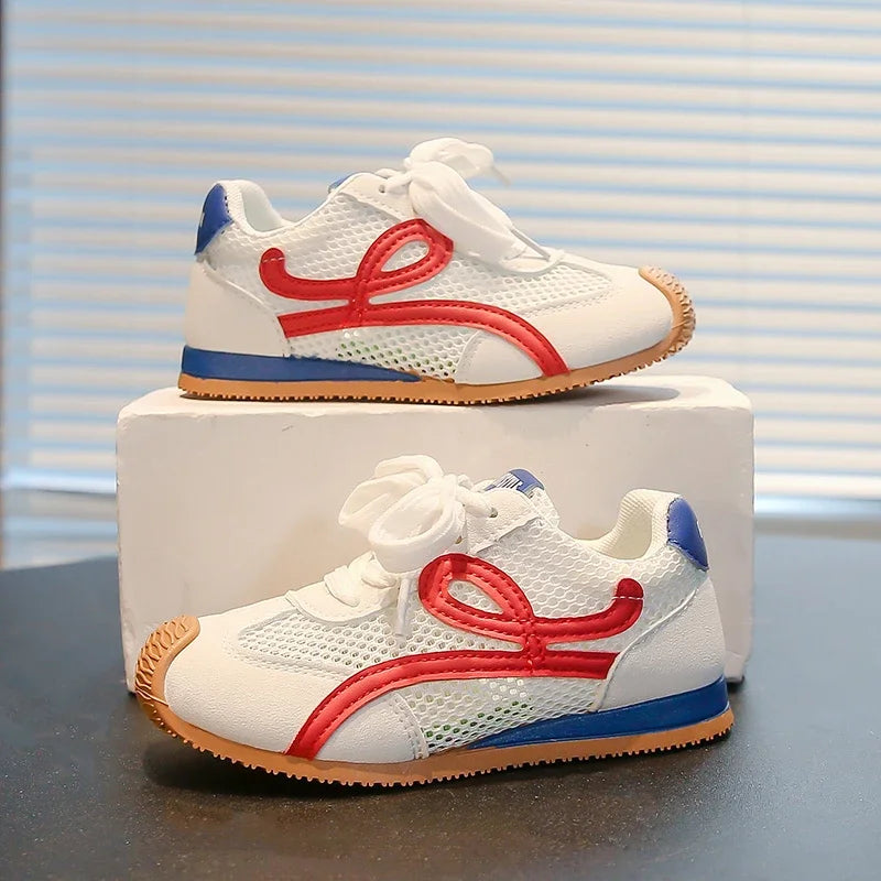 Children's Sneakers Four Seasons 3-18 Years Old Mesh Breathable Boys Girls Tennis Shoes Blue Hundred Non-slip Kids Single Shoes