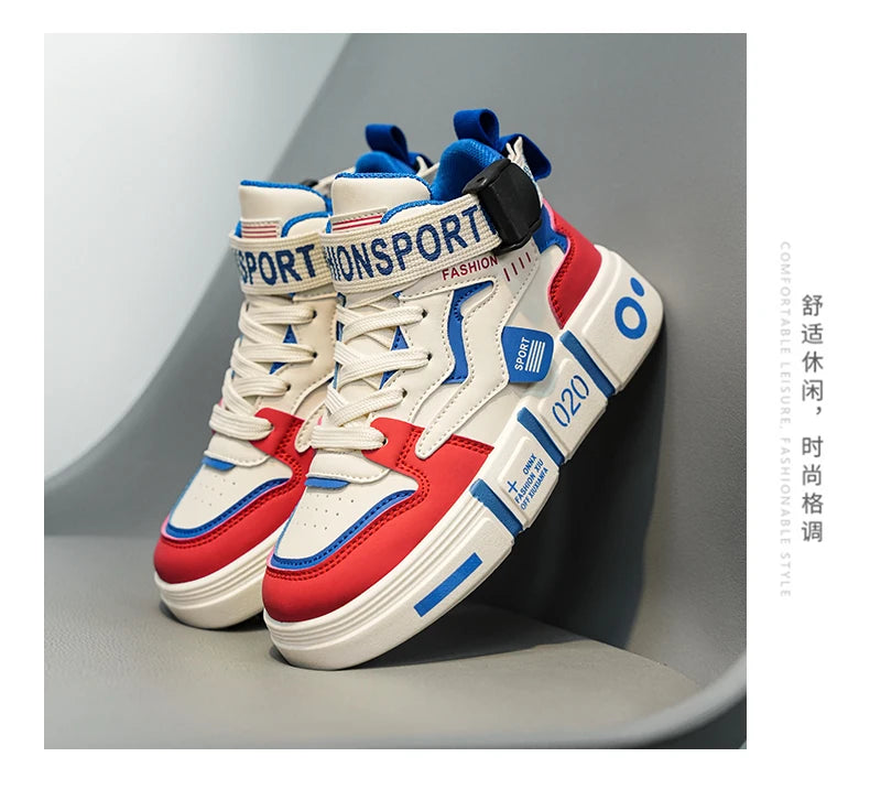 Children High Top Shoes Boys Sneaker Daily Walking Luxury Design Printed 6 To 12 Years Youth Boys Sports Shoes