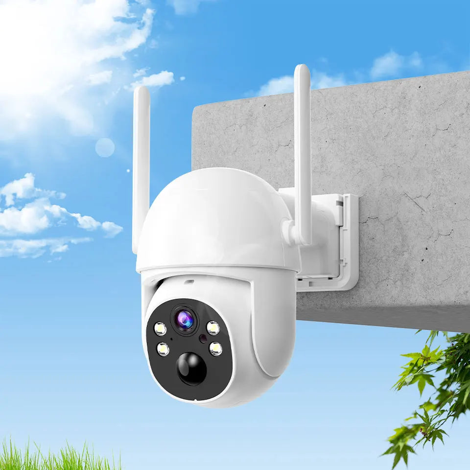 Solar Powered WiFi Security Camera Outdoor 3MP HD with Color Night Vision Two Way Audio Motion Detection & Pan - Tilt Control