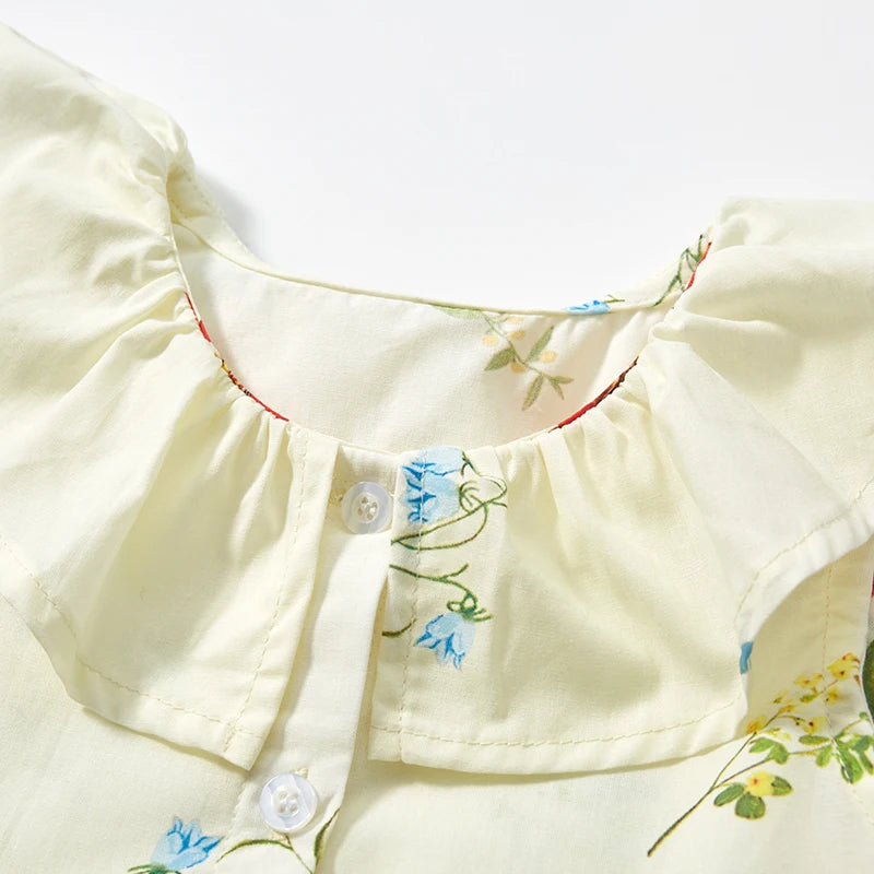 Little Maven 2024 New Kids Clothes Summer Dress Baby Girls Clothes Cartoon Flowers Dresses Children's Clothing Vestidos Cotton