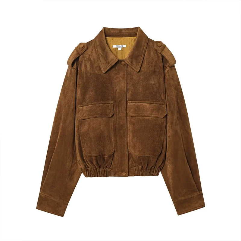 Women's Jacket 2025 New Fashion Autumn Winter Vintage Suede Jacket for Women Casual Chic Ladies Coat