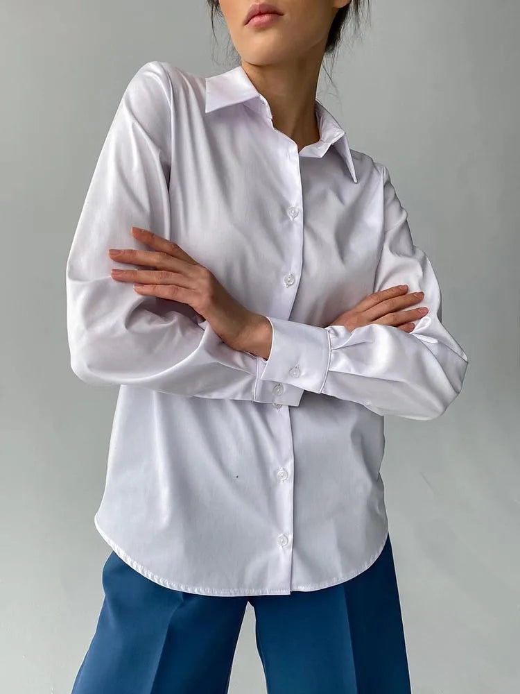 100% Cotton Shirts for Women 2025 Casual Loose Fashion Long Sleeve White Shirt Single Breasted Design Elegant Blouse for Women