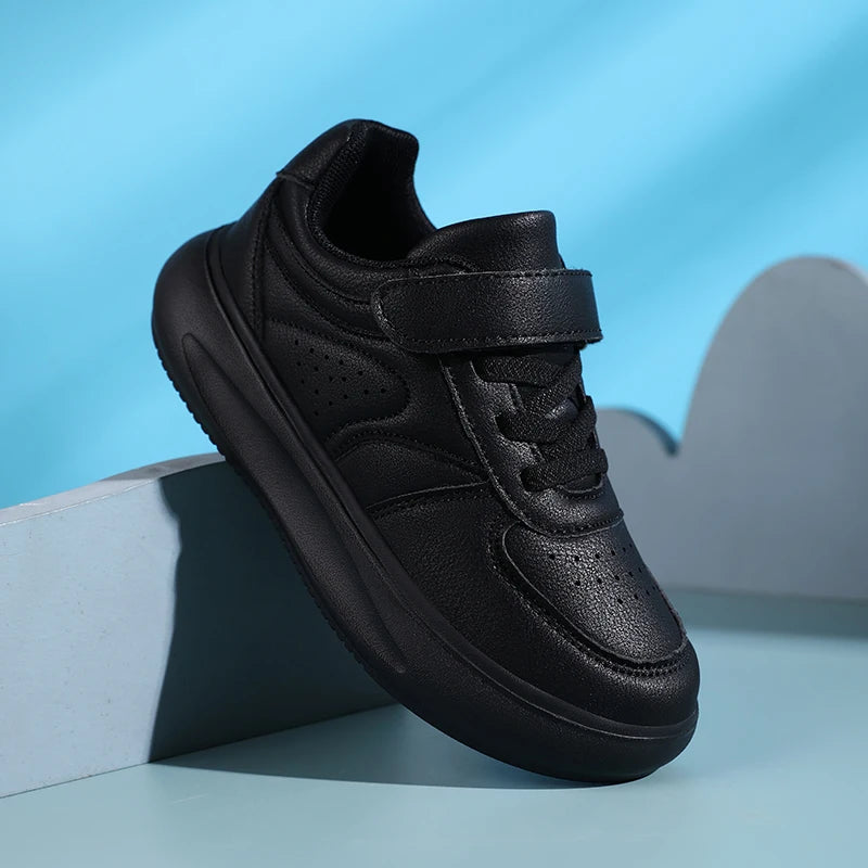 7-13 Boys Shoes Sneakers Fashion Leather Children Comfortable Black White Shoes for Kids Girls School Walking Footwear Non Slip