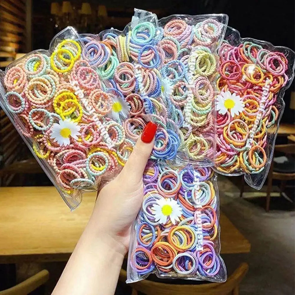 100PCS/Bag Baby Kids Lovely Scrunchies Colorful Ponytail Holder Hair Rope Hair Accesorries Children Hair Ties