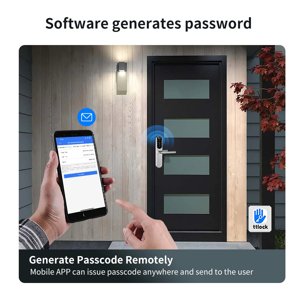 304 Stainless Steel Digital Smart Lock Aluminum Sliding Door Keyless Home Security TUYA TTlock Waterprooof Door Lock