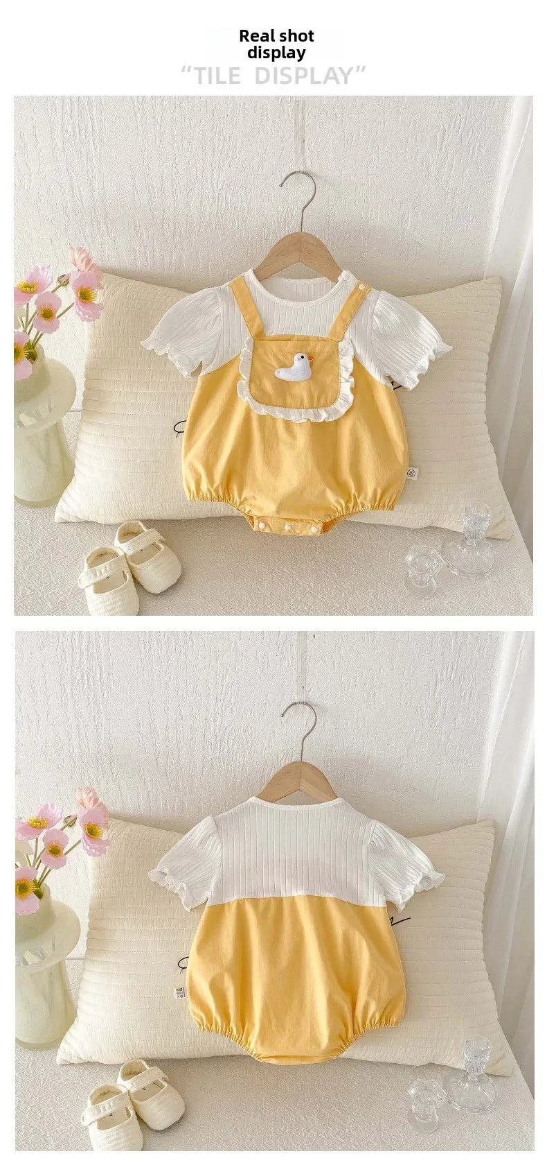 Baby Clothes Summer New Female Baby Strap Fake Two Piece Jumpsuit Newborn Super Cute Duckling