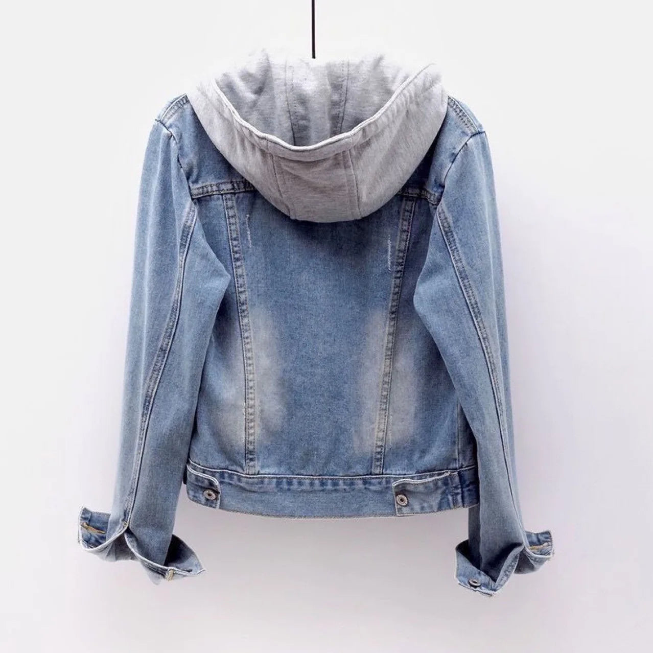Denim Short Jacket for Women Short Autumn Winter Korean Long-sleeved Slim Hooded Versatile