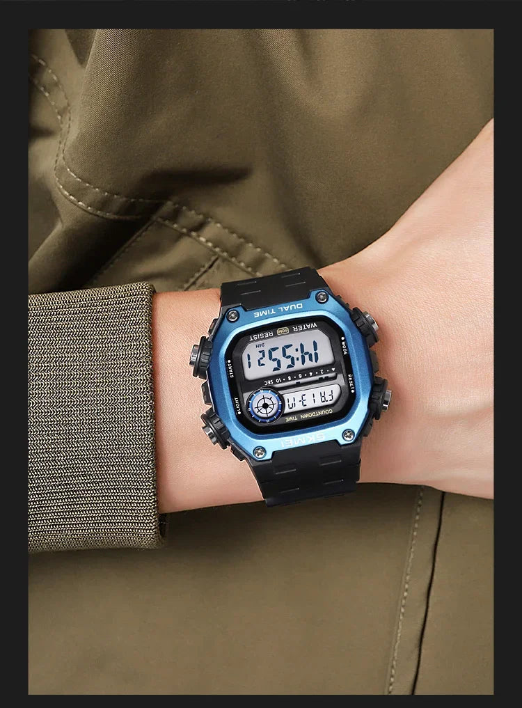 SKMEI 2126 Digital Countdown Sports Watches for Men LED Display Waterproof Stopwatch Mens Wristwatch Alarm Clock montre homme