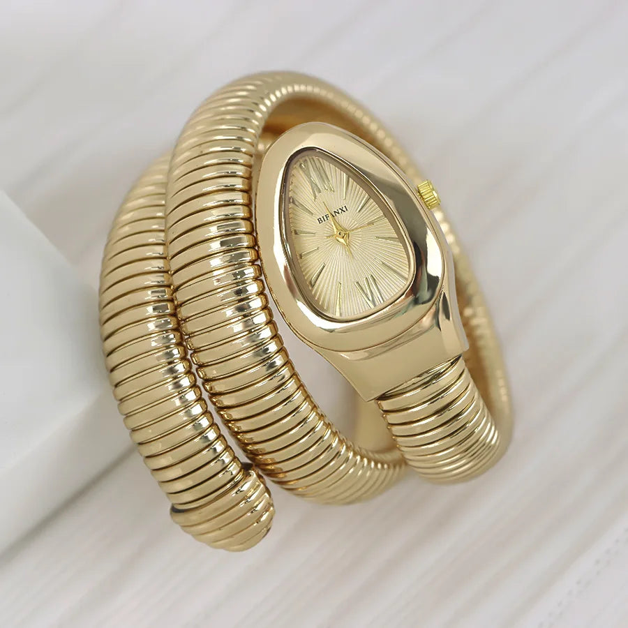 Unique Quartz Watches Women's Snake Gold Hot Sell Simple Classic Style Watch For Women Bling Luxury Ladies Watch Clock Relogio