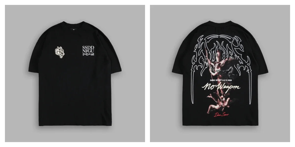 DARC SPORT "PREMIUM" OVERSIZED TEE Black COTTON Men T-Shirts Loose Casual Men Women TShirt Unisex Hip Hop Sports Tee Top US SIZE