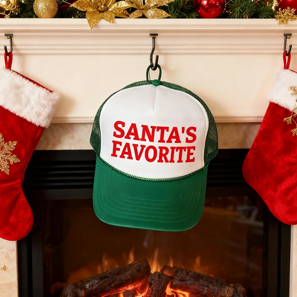 Santa's Favorite Christmas Trucker Hat Santa Claus Adult Gift Winter Holiday Fun Accessories Christmas Daily Supplies New Year