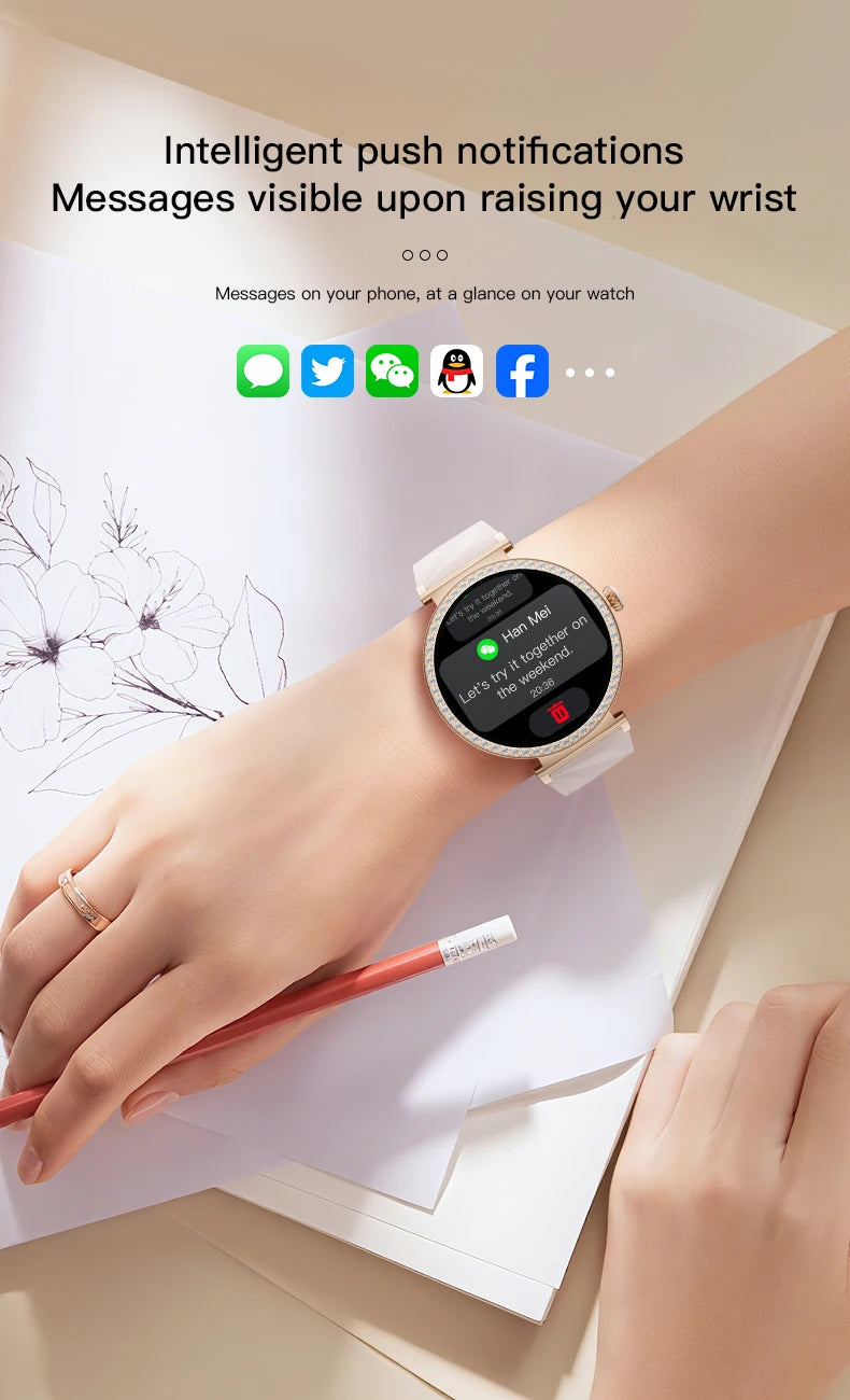 New Luxury Diamond Smart Watch Women Bluetooth Call Smartwatch Heart Rate Health Monitor Smartwatches Waterproof Bracelet Ladies