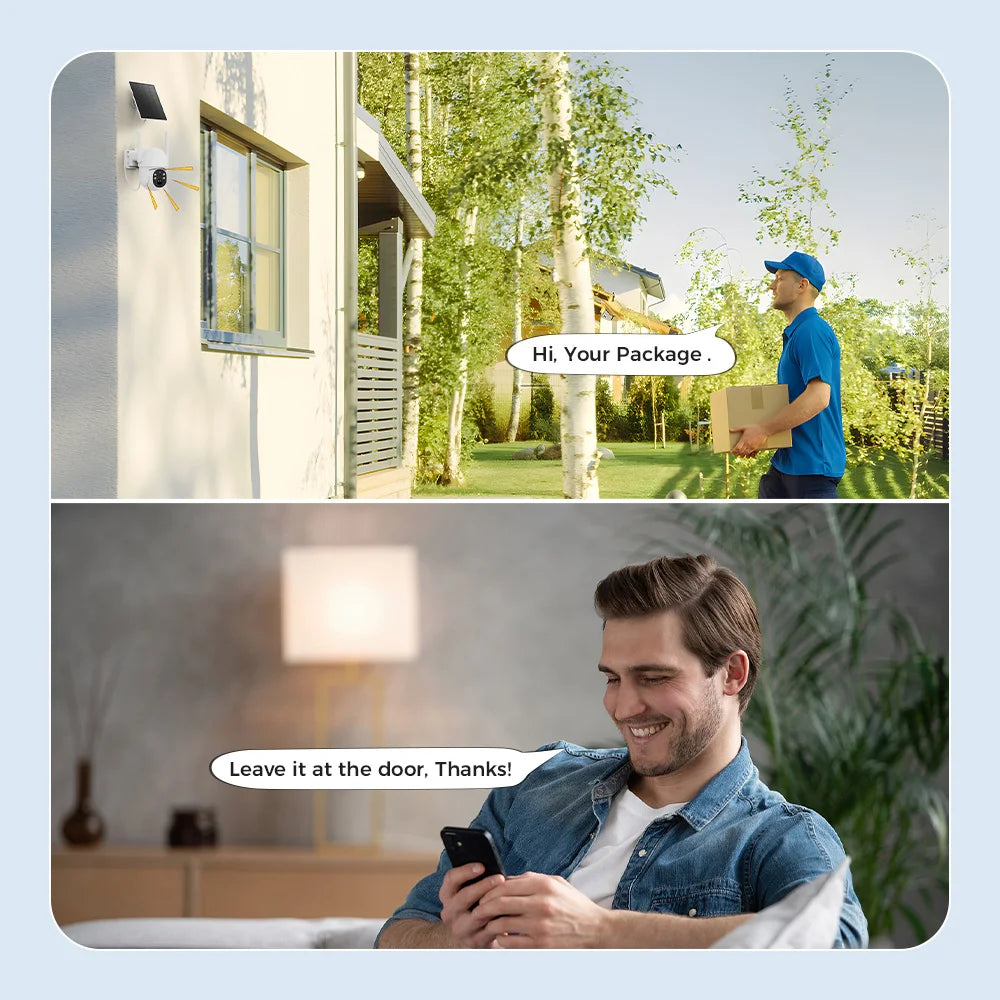 Solar Powered WiFi Security Camera Outdoor 3MP HD with Color Night Vision Two Way Audio Motion Detection & Pan - Tilt Control