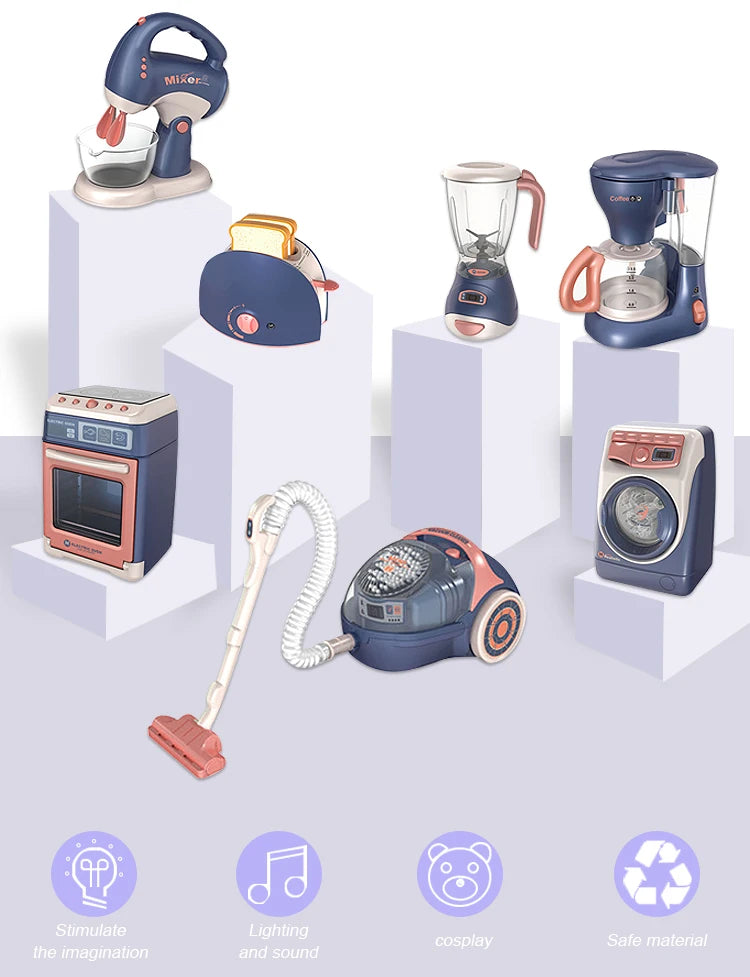 Kids Kitchen Toy Set Mini Simulation Household Appliances Toys for Children Pretend Play House Interactive Toys for Girls Boys