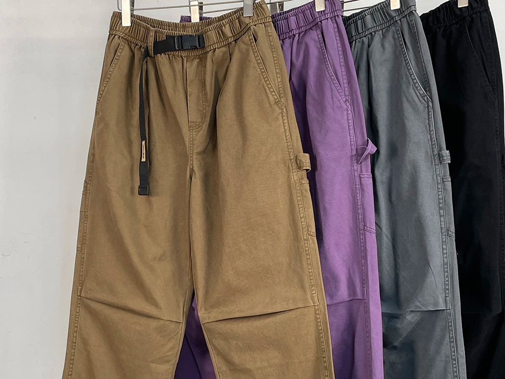 American High Quality Vintage Plus Size Cargo Men Pants Streetwear Baggy Casual Pants Harajuku Trend Straight-Leg Trousers Male