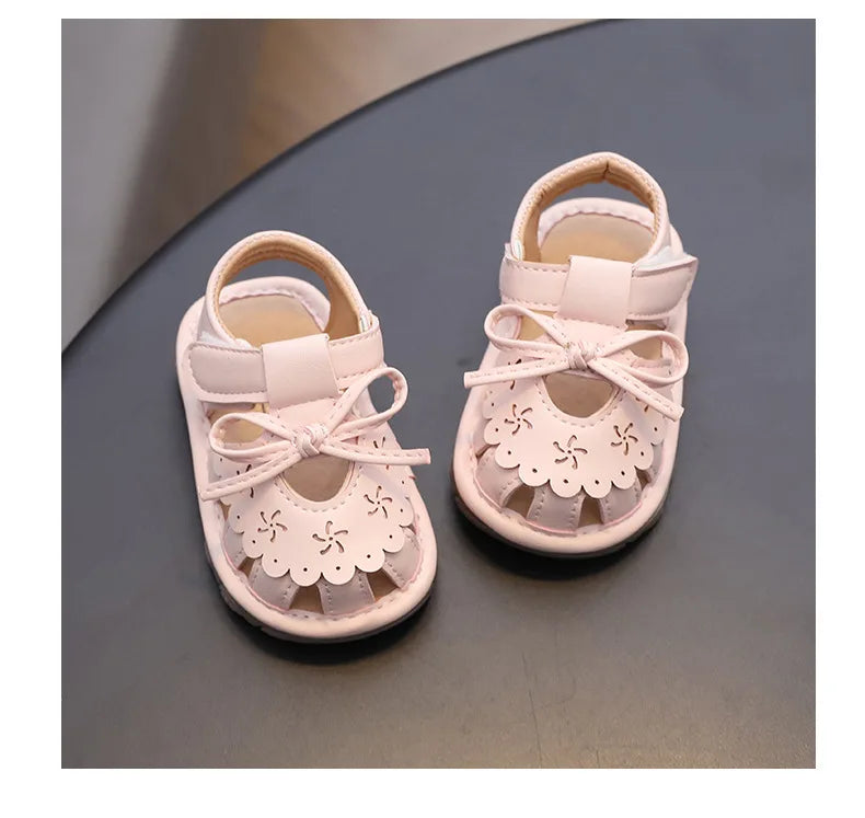 Baby Walking Shoes Package Head Call Sandals Soft Bottom Non-slip Hollow Breathable Casual Shoes 0-2 Years Old Princess Shoes