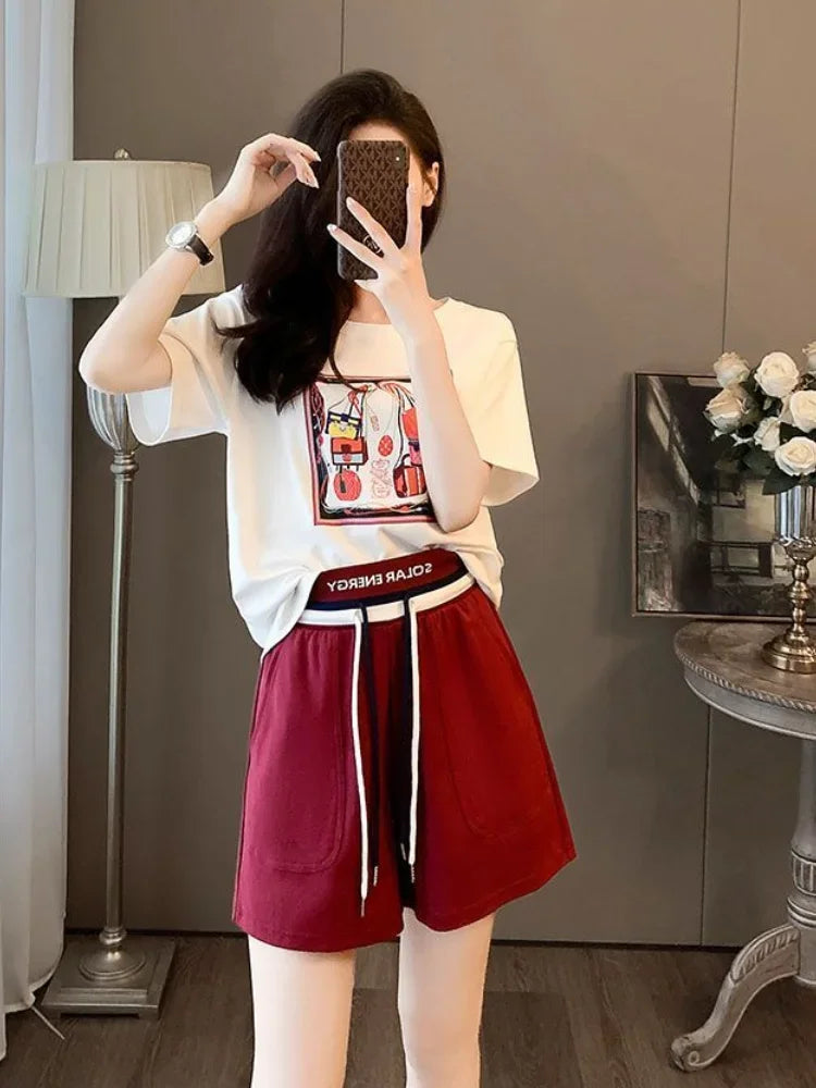 Woman Shorts Top and Bottom Short Sets for Women 2 Pieces Casual Two-piece Stylish Novelty In New Coordinated Matching Full Kit