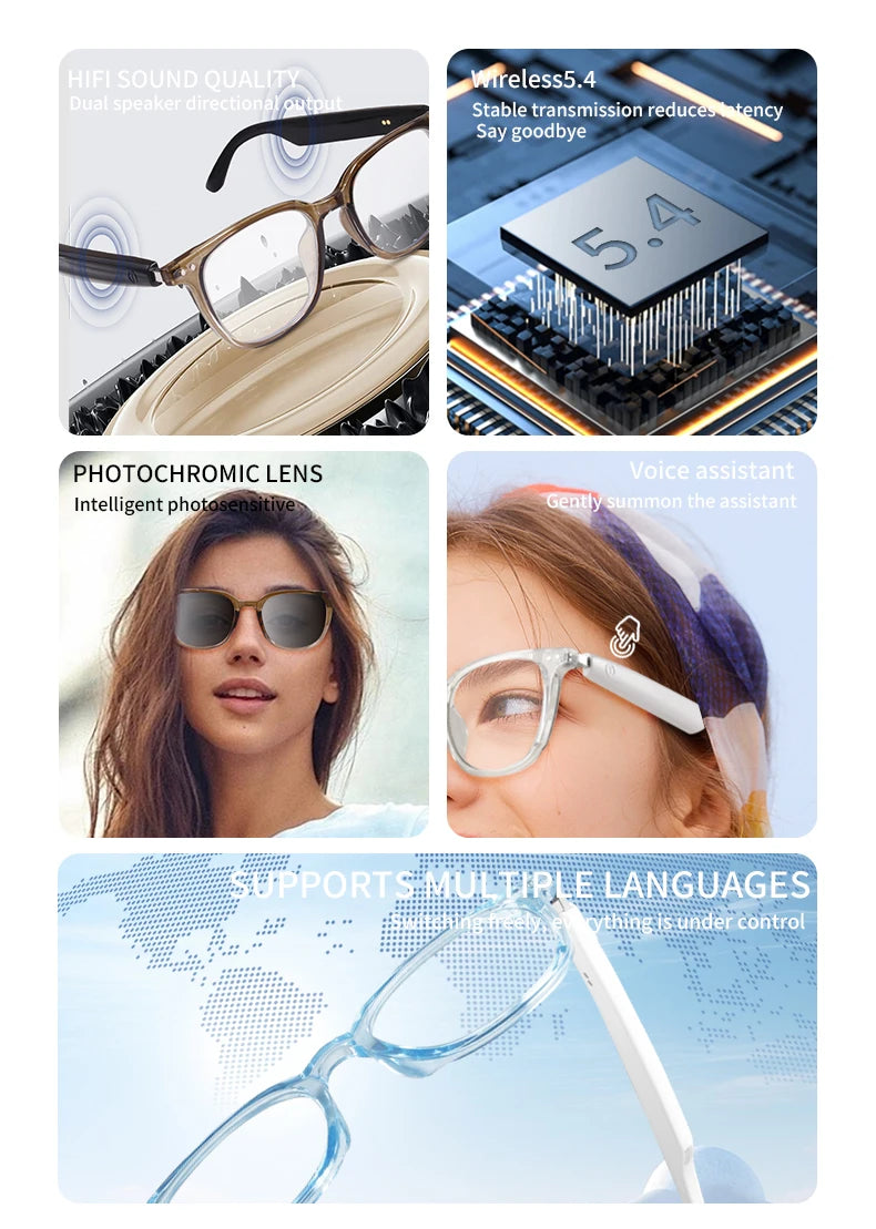 GS07Upgrade Smart Glasses With Camera Video Recording AI Photo Recognition Bluetooth Call Translation Voice Assistant Glasses