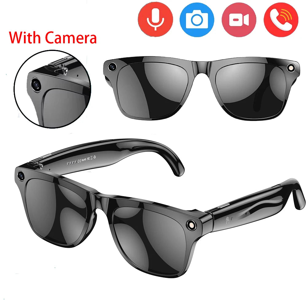 Smart Glasses With 720P HD Camera Take Photo Record Video Bluetooth Call Music Stereo Mic Touch Sport Sunglasses For Men Women