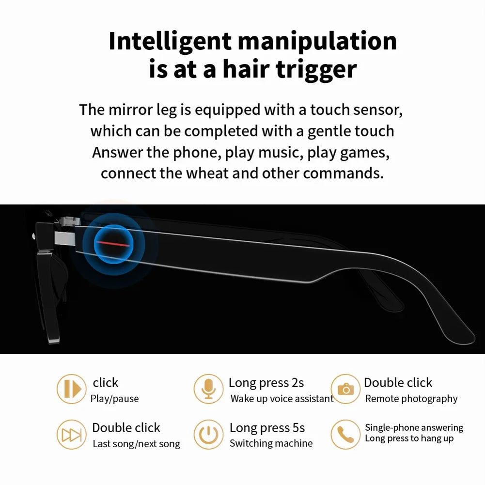 Camera Glasses Remote Shooting BT Audio Glasses Open Ear Sound Mic & Speakers Outdoor Sport Glasses with Camera for Men & Woman