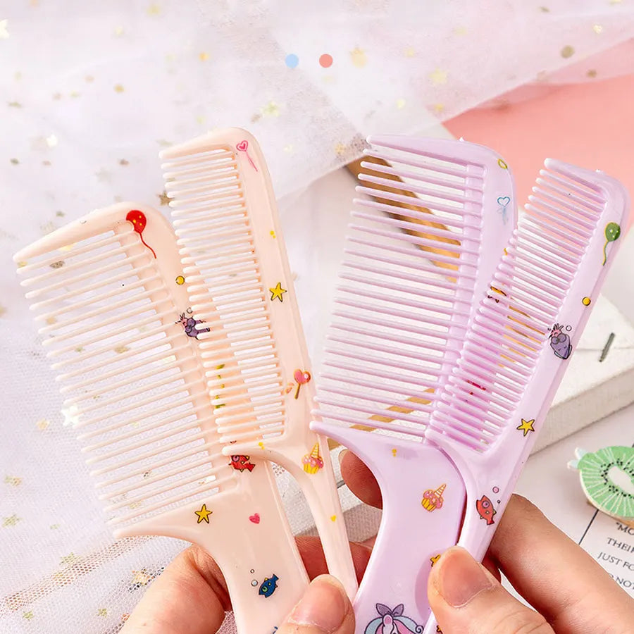 2pcs Kids Hair Combs Set Girls Portable Anti-Static Plastic Comb Cartoon Animals Children Hairdressing Comb with Pointed Tail