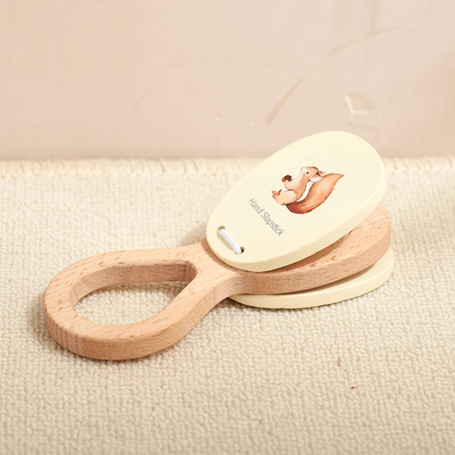 Kids Wooden Montessori Toys Musical Instruments Rattle Toys Wooden Squirrel Percussion Instruments Preschool Educational Toys
