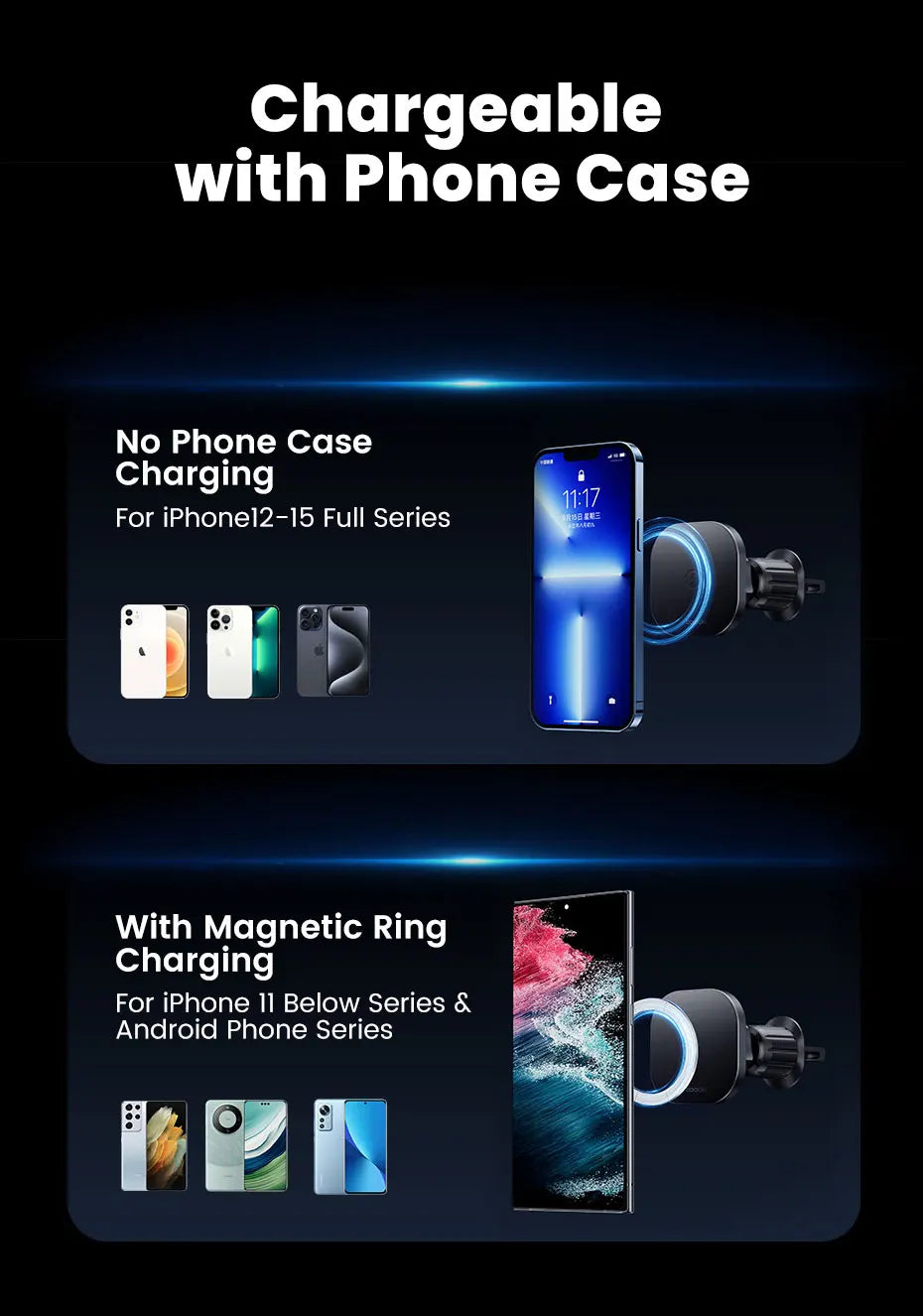 Toocki Magnetic Car Wireless Charger Car Phone Holder Air Outlet 15W Fast Charging Charger in Car For iPhone 15 14 13 12 Pro Max