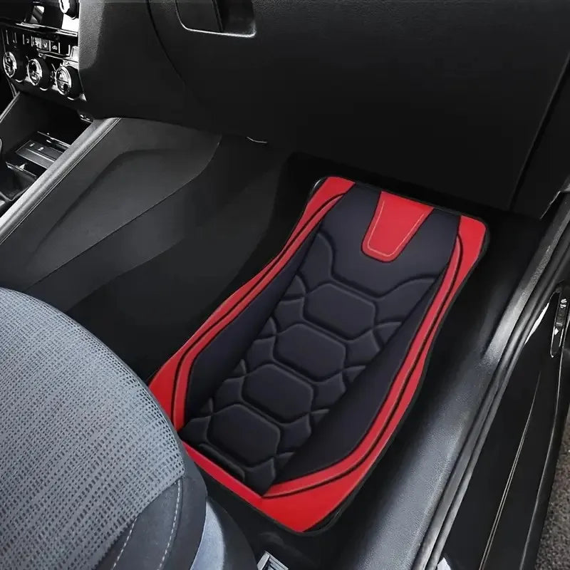 4PCS Car Floor Mats Universal Waterproof Front Rear Full Set Auto Rugs Wear Resistant and Dirt Resistant Leather Auto Carpet
