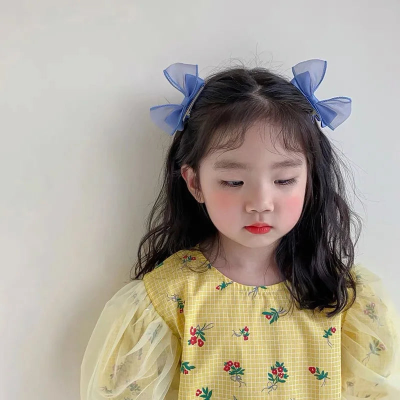 2PCS New Lovely Stereoscopic Bowknot Kids Hairpins Baby Hair Clips Headdress Girls Hair Accessories Children Headwear