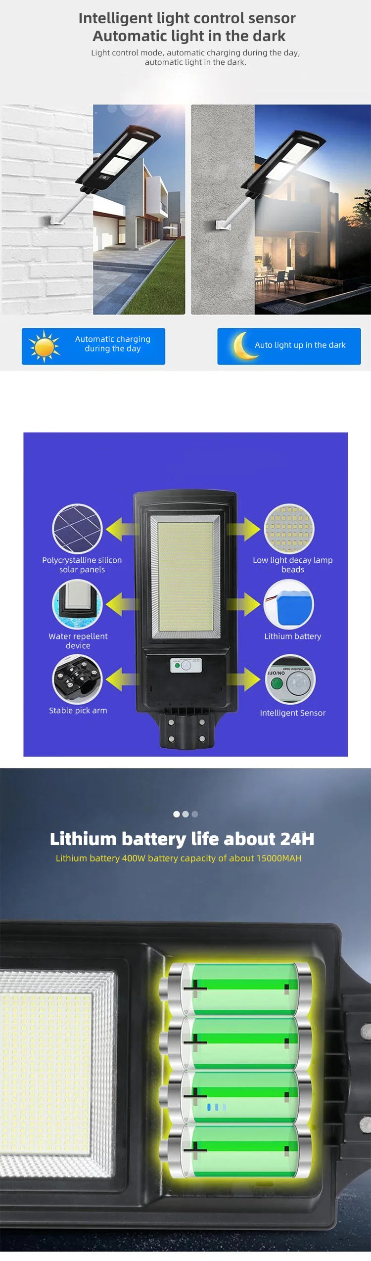 2024 New Solar Street Light Outdoor 200w, 300w, 400w Multi Functional Public Lighting 5 Units for Sale