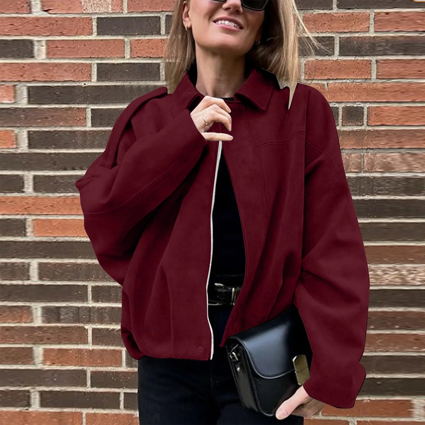 Women's Jacket Fashionable Long Sleeve Zip Up Cropped Coat Autumn Streetwear Cropped Jackets Chic Street Youth Casual Jackets