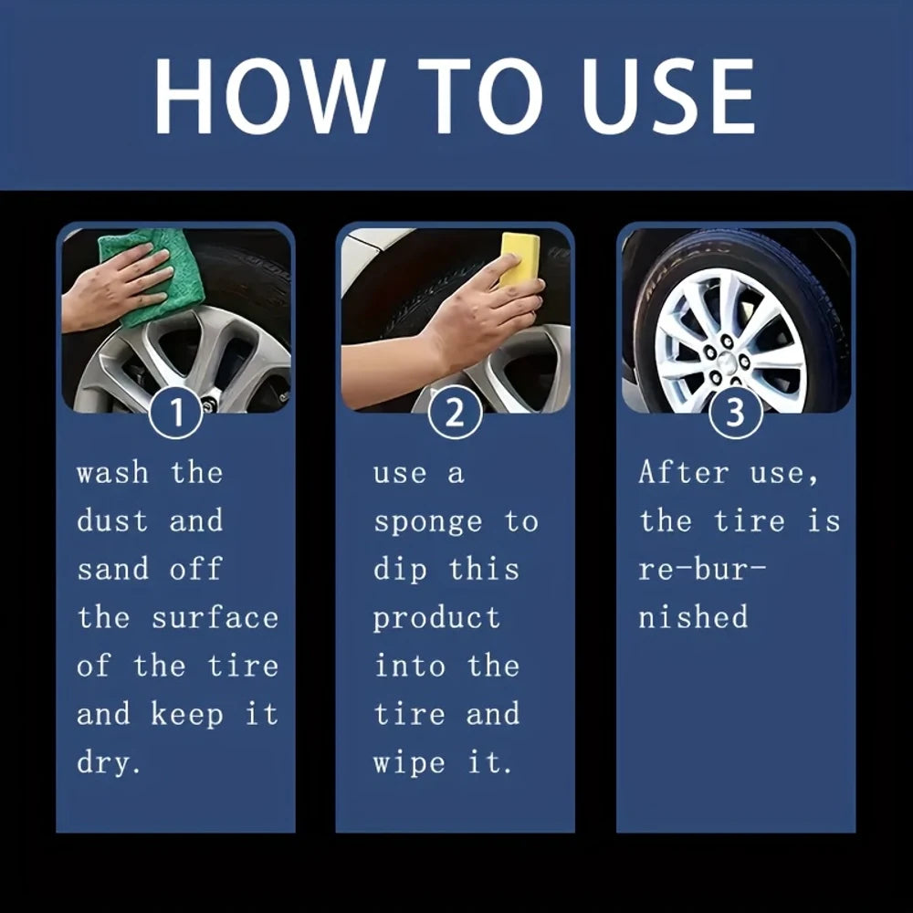 Car Plastic Tire Polish, Refurbishing Car Blackening Paste, Multi-purpose use for restoration and renewal. Maintains a lasting g