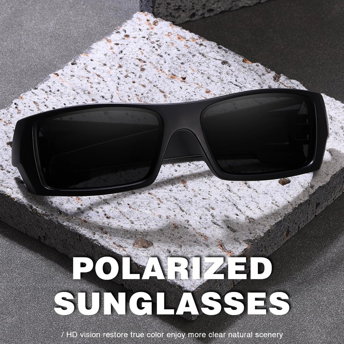 Polarized Sunglasses for Men Womens Sports Men's Sunglasses Trendy Retro Rectangular Wrap Around Vintage UV400 Eye Protection