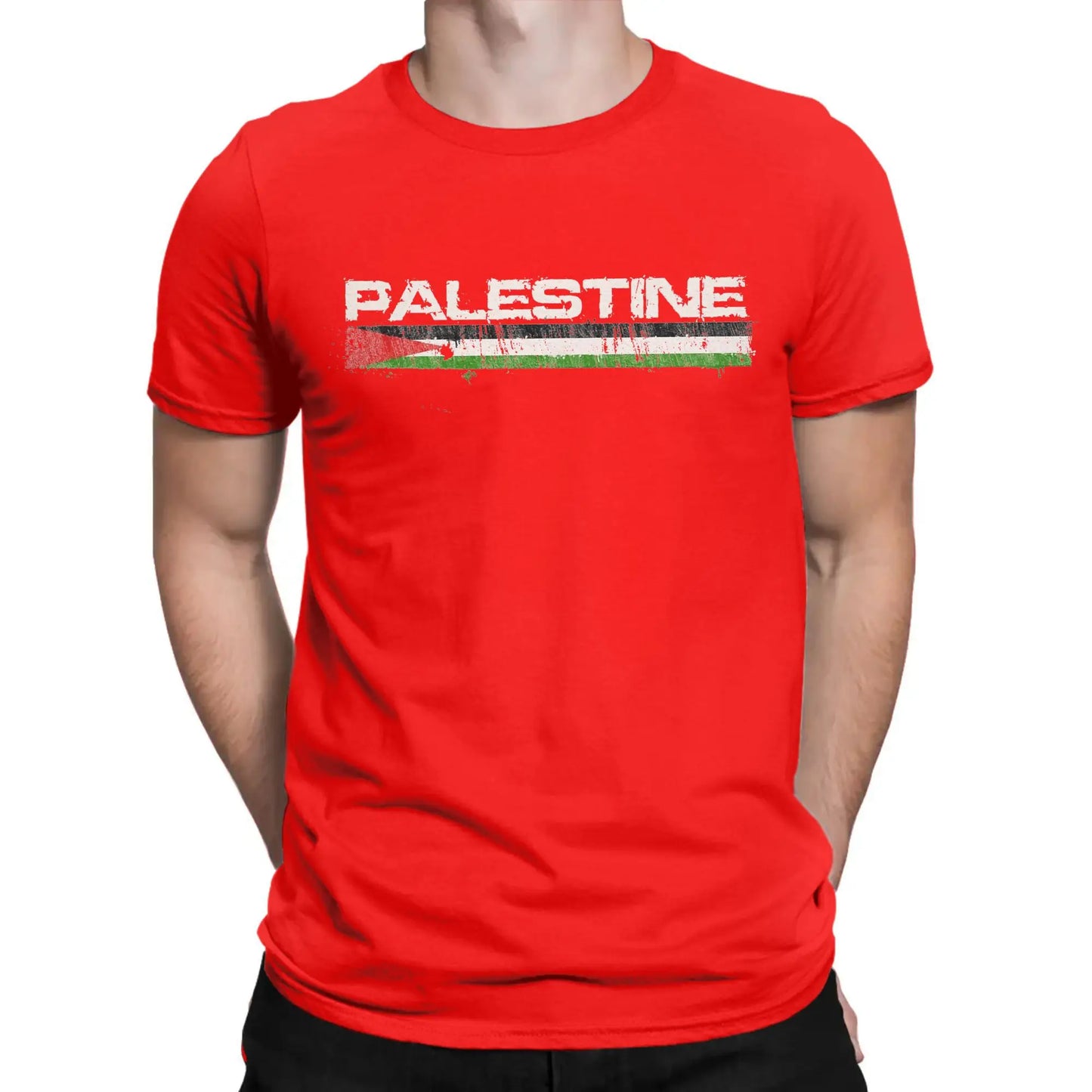 Novelty Palestine with Flag Red White Green T-Shirts for Men Crew Neck Pure Cotton T Shirt  Short Sleeve Tee Shirt 4XL 5XL Tops