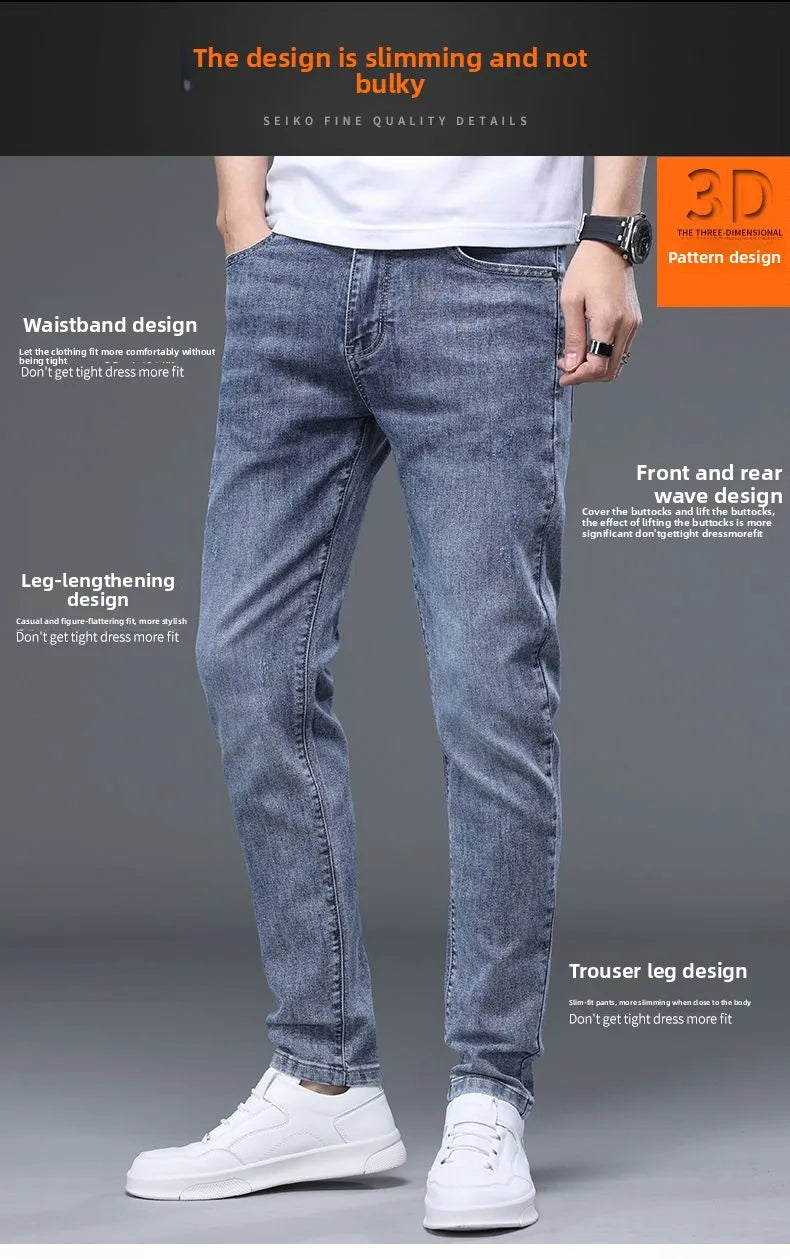 Fleece Thermal Autumn Winter Denim Jeans for Men Pants Warm Thicken Straight Stretch Clothing Fashion Street Causal Denim Pants