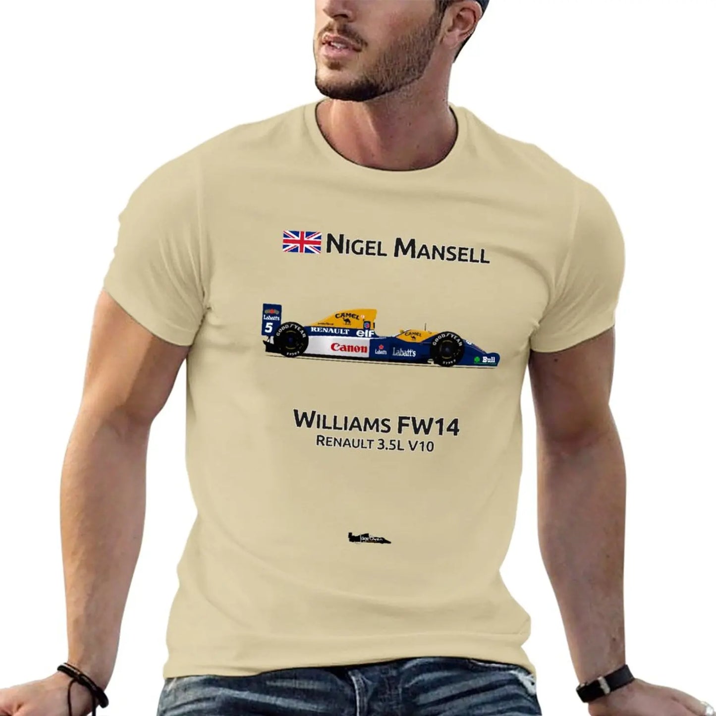 Nigel Mansell - Williams FW14 T-Shirt heavyweight t shirts oversized t shirt big and tall t shirts for men