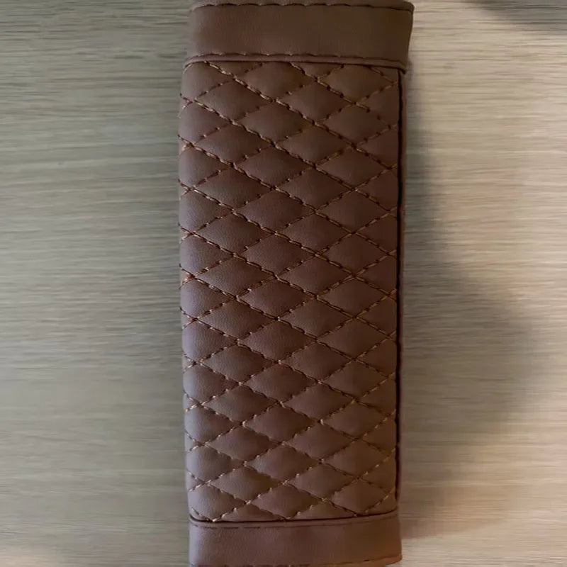 Leather Car Seat Belt Shoulder Cover Embroidery Wear-resistant Non-slip Leather Safety Cover Car Interior Decoration Products