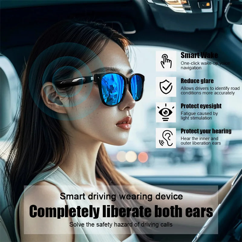 Outdoors Smart Glasses Bluetooth 5.3 Sunglasses Music Making Calls Navigation Protection Uv400 Polarized Lenses Driving Fishing