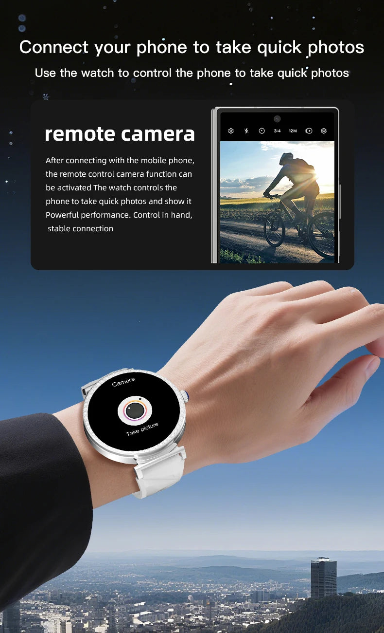 New Luxury Diamond Smart Watch Women Bluetooth Call Smartwatch Heart Rate Health Monitor Smartwatches Waterproof Bracelet Ladies