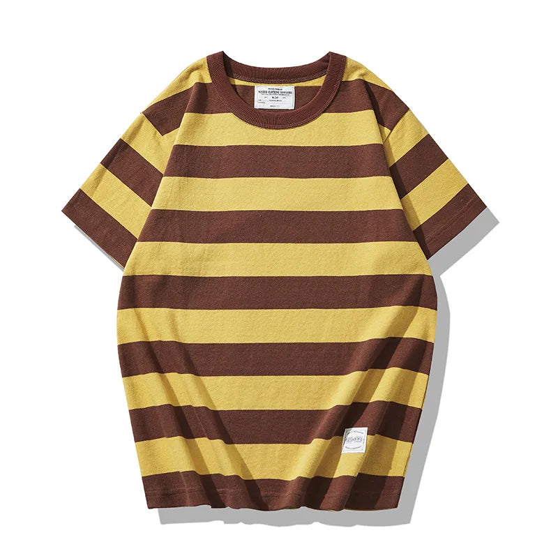 Summer Fashion Short Sleeve T-shirts For Men Classical Zebra Striped Heavy Thick Tees Male Casual Large Size Loose Pullover Tops