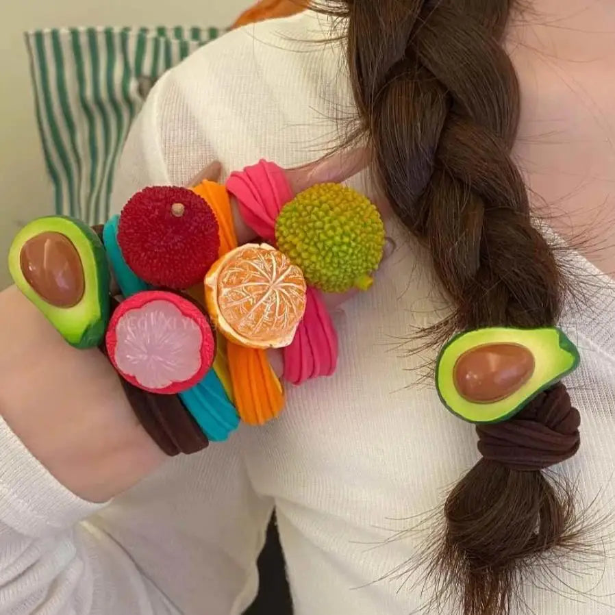Hair Tie Fruit Hair Rope Ponytail Holder Cute Hair Ring Rubber Band Korean Style Hair Accessories Colorful Hair Scrunchies Kids