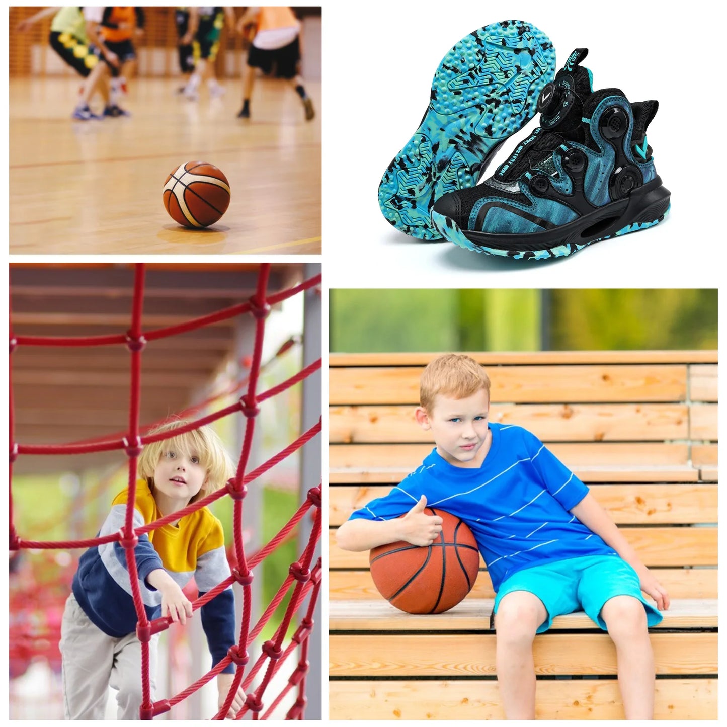 Kids Basketball Shoes Boys Air Cushion Sneakers Non-Slip Comfortable Outdoor Sports Shoes