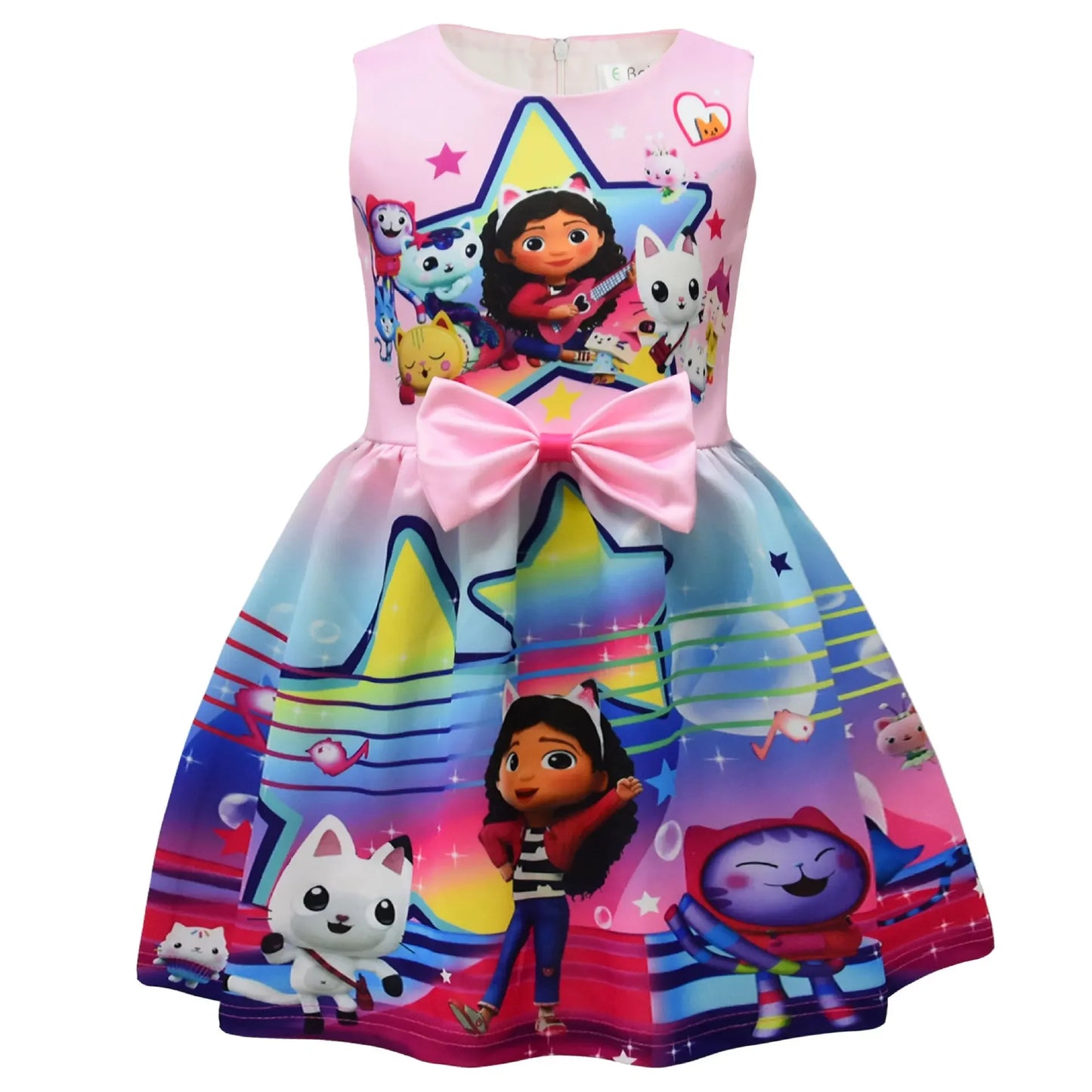 Gabby's Dollhouse Kids Clothes Summer Baby Girls Cute Princess Dress Cartoon Gabby Cats Toddler Girls Birthday Party Dresses