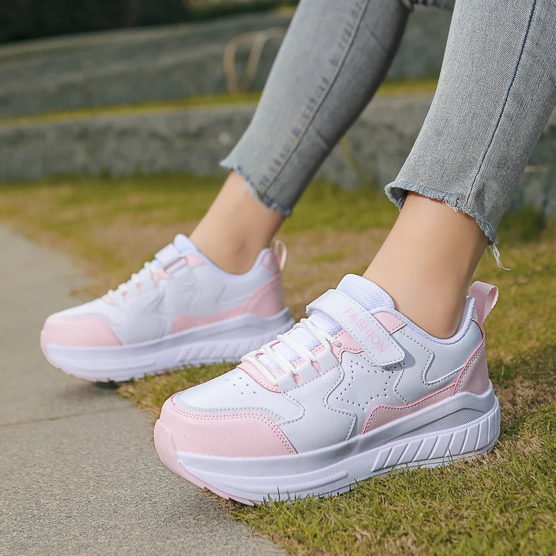 Kids Roller Skate Shoes Fashion Casual Sports Children 4-Wheels Sneakers for Boys and Girls Gift Nice Footwear