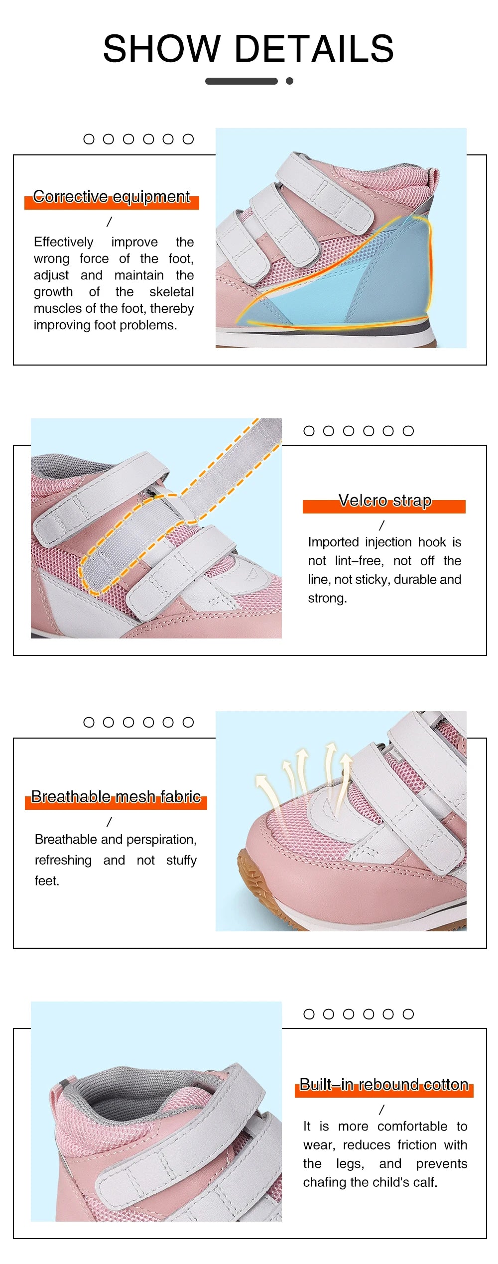 Toddler Kids Shoes Children Orthopedic Sneakers High Back Ankle Support Leather Anti-Slip Sole Running Footwear 2-7 Years