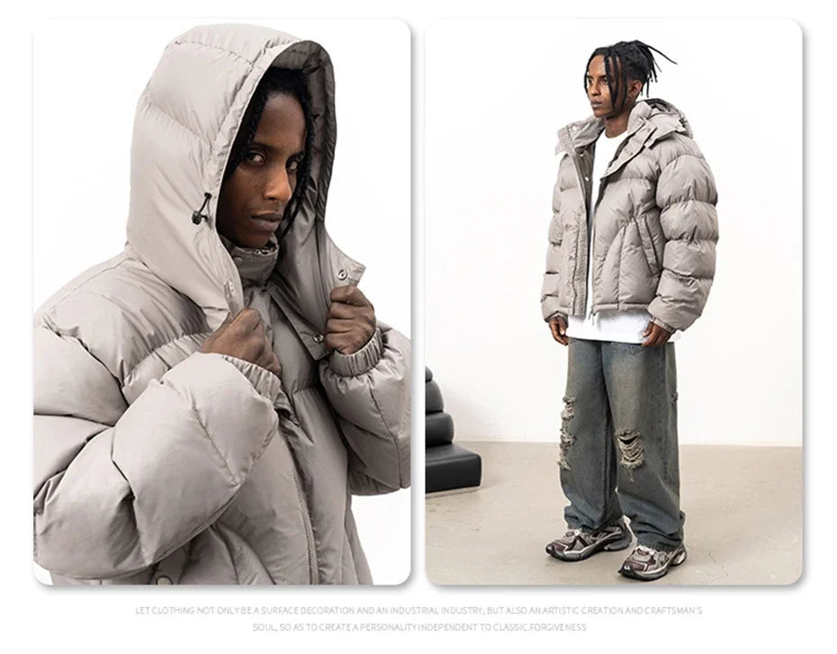 Winter Men Jackets Thicken Warm Parkas Coats Streetwear Harajuku Hip Hop Oversized Jackets Casual Loose Padded Jackets Outwear