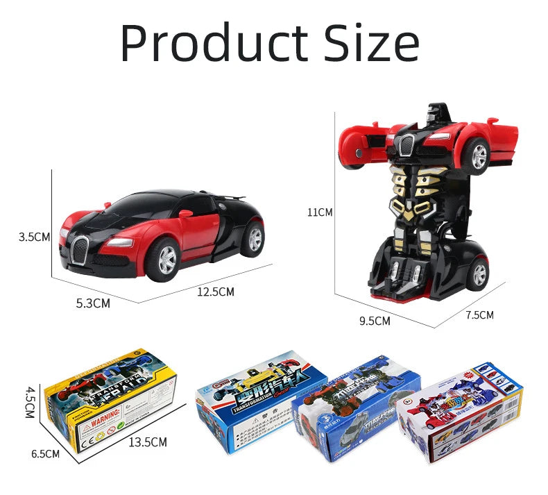 Kids Toys One-key Deformation Car  Automatic Transform Robot Diecasts Toy Funny Mini 2 In 1 Plastic Model Car Amazing Gifts Boys